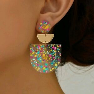 Vibrant Multicolor Confetti Drop Earrings